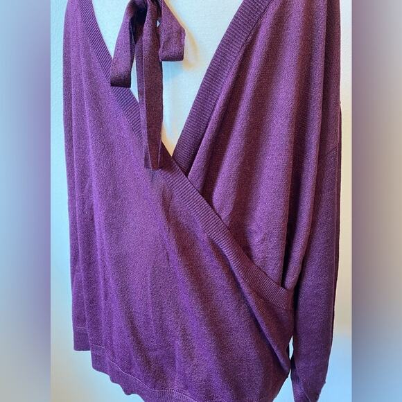 Roaman's NWOT Glam Occasion Open Back Purple Metallic Fleck Long Knit Sweater 1X - Picture 7 of 10